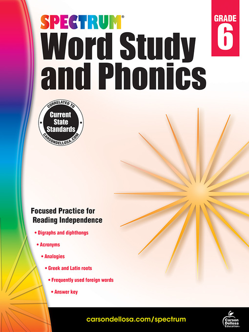 Cover image for Spectrum Word Study and Phonics, Grade 6